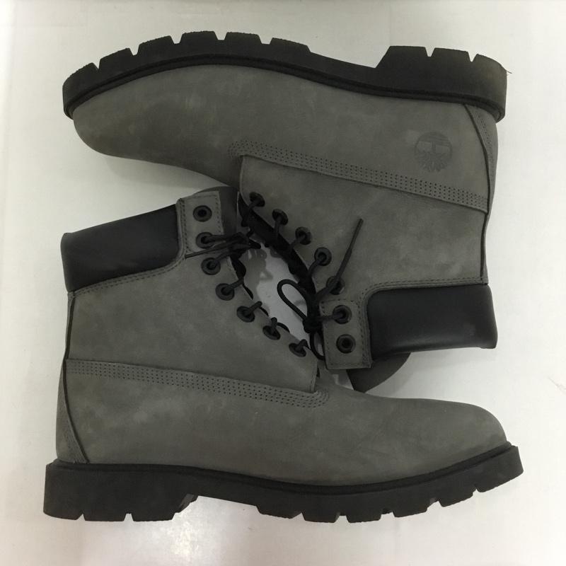 ティンバーランド Timberland ブーツ ショートブーツ A64YW 6INCH BASIC BOOT 26cm 箱有 防水加工 26.0cm ワンポイント 灰 / グレー / X 黒 / ブラック / メンズ USED 古着 中古 10130183