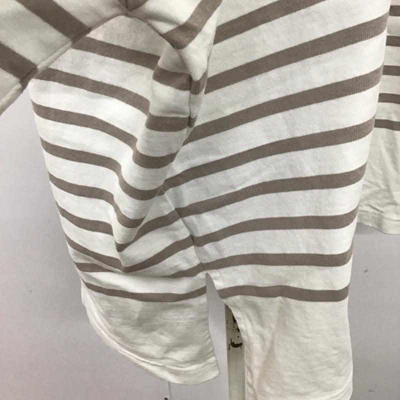 サマンサモスモスブルー Samansa Mos2 blue Tシャツ 七分袖 FREE ボーダー柄 白 / ホワイト / X ベージュ / ベージュ / レディース USED 古着 中古 10121533