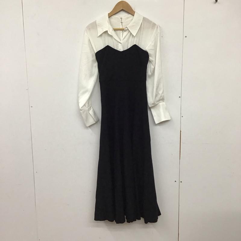 マーキュリーデュオ MERCURYDUO ワンピース ロングスカート 002350302801 シャツドッキングニットフレアワンピース S 無地 白 / ホワイト / X 黒 / ブラック / レディース USED 古着 中古 10133988