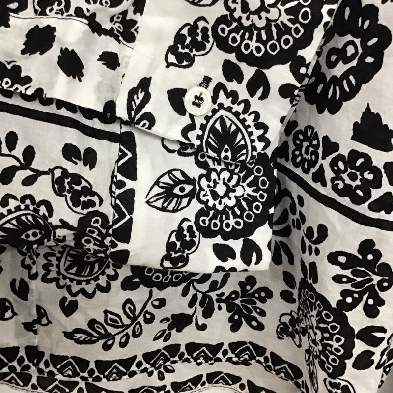 ザラ ZARA シャツ、ブラウス 長袖 M 総柄 白 / ホワイト / X 黒 / ブラック / レディース USED 古着 中古 10136608