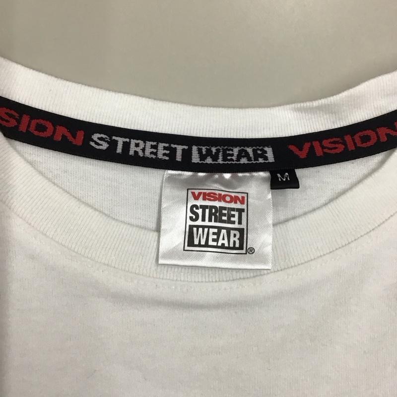 ヴィジョン ストリート ウェア VISION STREET WEAR Tシャツ 半袖 クルーネック 胸ポケット M ロゴ、文字 白 / ホワイト / メンズ USED 古着 中古 10117030