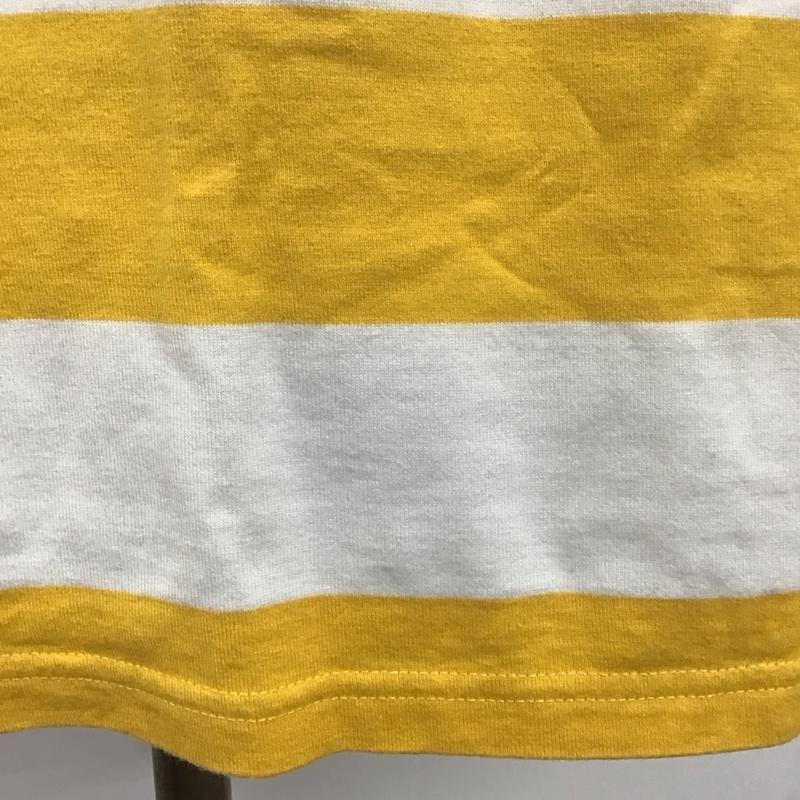 チャンピオン Champion Tシャツ 七分袖 M ボーダー柄 白 / ホワイト / X 黄 / イエロー / レディース USED 古着 中古 10108135
