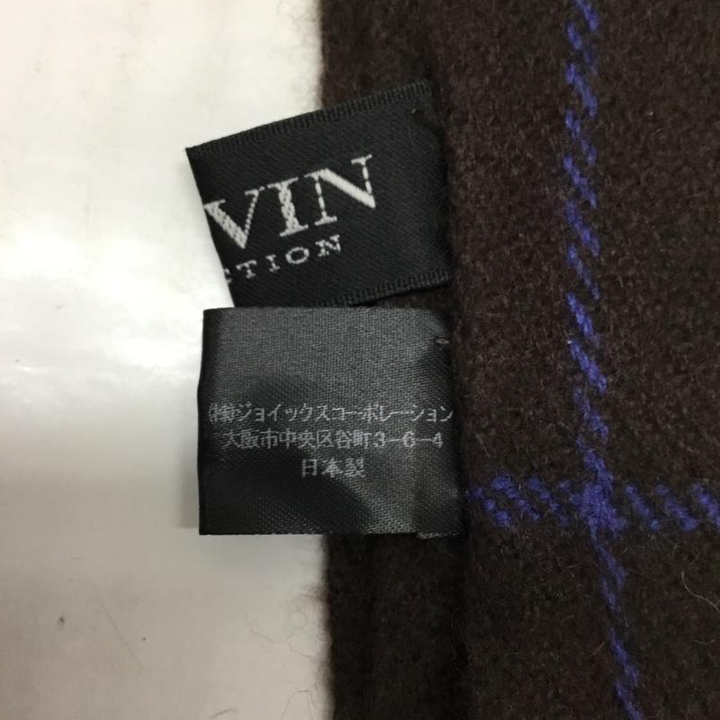 ランバン LANVIN マフラー マフラー フリンジ シルク カシミヤ チェック ダークブラウン / ダークブラウン / メンズ USED 古着 中古 10113741