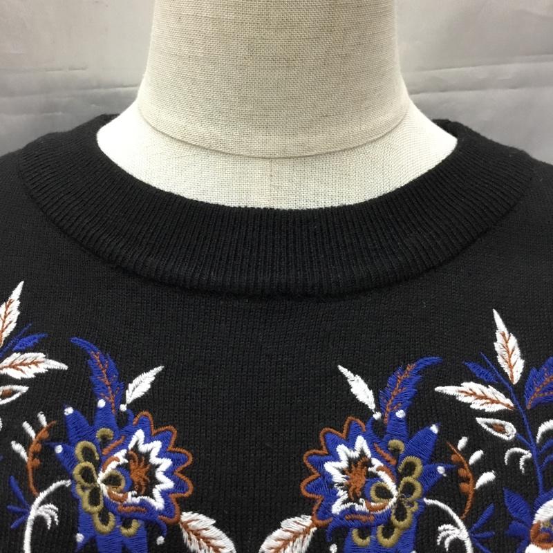 ジーナシス JEANASIS ニット、セーター 長袖 長袖ニットカットソー ニット セーター クルーネックニット FREE 刺繍 黒 / ブラック / レディース USED 古着 中古 10118052
