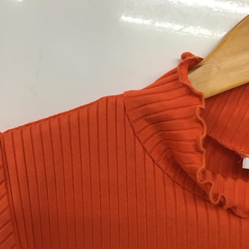 ザラ ZARA カットソー 半袖 ノースリーブカットソー リブカットソー XL 無地 橙 / オレンジ / レディース USED 古着 中古 10135556