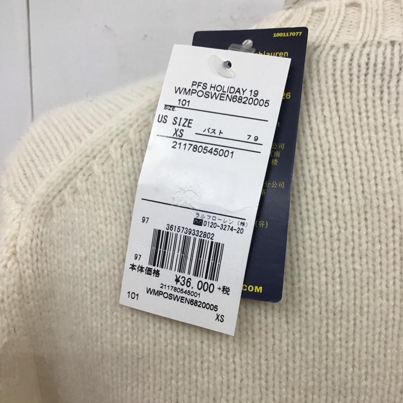 ポロラルフローレン POLO RALPH LAUREN ニット、セーター 長袖 長袖ニットカットソー ニット セーター クルーネックニット XS ロゴ、文字 白 / ホワイト /  レディース USED 古着 中古 10113758
