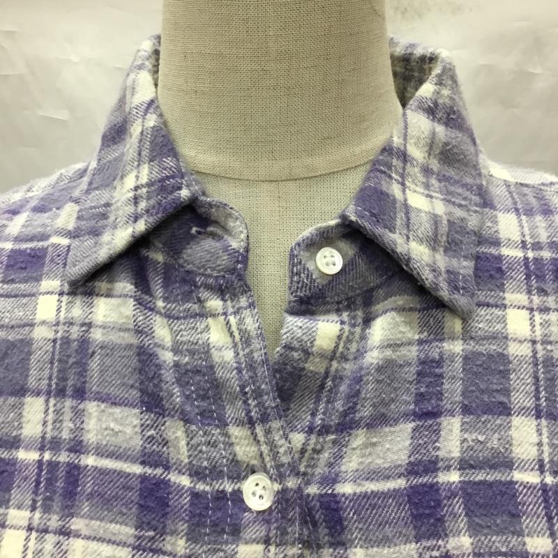 ロンハーマンヴィンテージ RonHerman VINTAGE シャツ、ブラウス 長袖 211070327-1079 胸ポケット コットン S チェック 白 / ホワイト / X 紫 / パープル / レディース USED 古着 中古 10118741