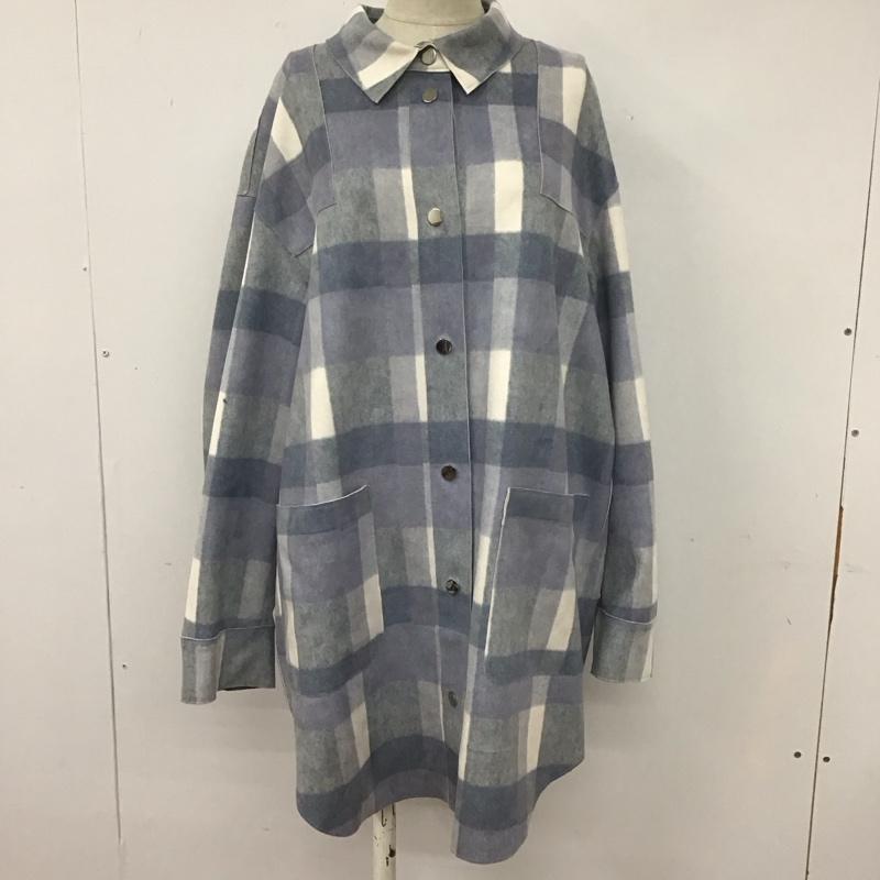 ザラ ZARA ジャケット、上着 ジャケット、ブレザー 7901 122 044 シャツジャケット ロング丈 M チェック 白 / ホワイト / X 灰 / グレー / X 水色 / ライトブルー / レディース USED 古着 中古 10107955