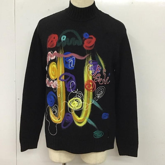 フェンディ FENDI ニット、セーター 長袖 長袖ニットカットソー ニット セーター クルーネックニット 48 刺繍 黒 / ブラック /  メンズ USED 古着 中古 10112827