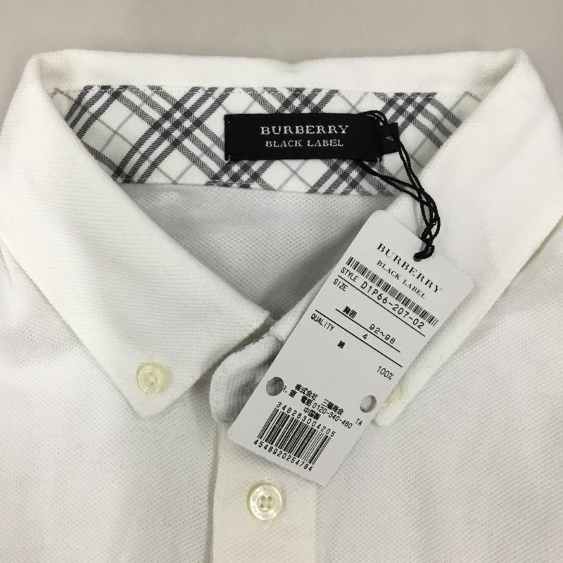 バーバリーブラックレーベル BURBERRY BLACK LABEL ポロシャツ 長袖 半袖ポロシャツ カラーシャツ 半袖カットソー 4 ロゴ、文字 白 / ホワイト / メンズ USED 古着 中古 10122947