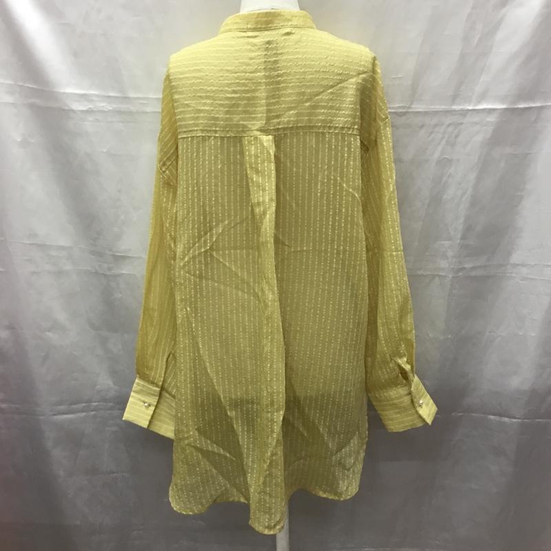 レイカズン Ray Cassin シャツ、ブラウス 長袖 532-117880 パールボタンシアーブラウス M ストライプ 黄 / イエロー / レディース USED 古着 中古 10112891