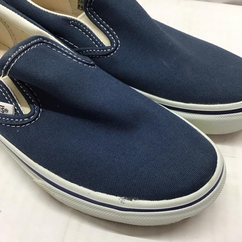 バンズ VANS スニーカー スニーカー V98CLA SLIP ON スリッポン 23.5cm 23.5cm ロゴ、文字 紺 / ネイビー / X 白 / ホワイト / レディース USED 古着 中古 10118868