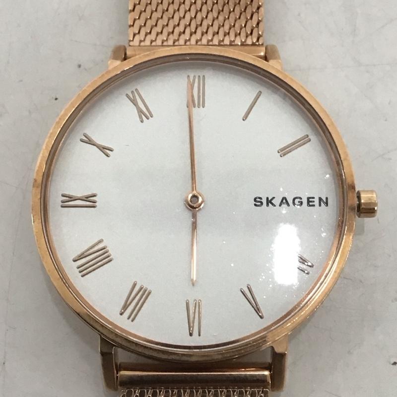 スカーゲン SKAGEN 腕時計 アナログ(クォーツ式) SKW2714 箱有 メッシュ ロゴ、文字 金 / ゴールド / レディース USED 古着 中古 10134108