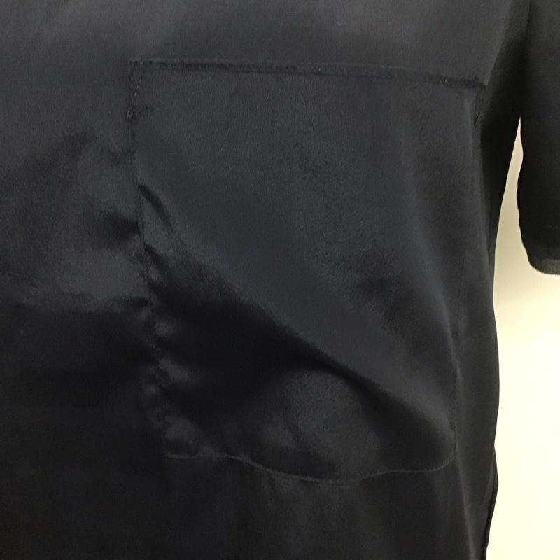 ザラベーシック ZARA BASIC シャツ、ブラウス 半袖 半袖シャツ ノーカラーシャツ クルーネック XS 無地 紺 / ネイビー / レディース USED 古着 中古 10126948