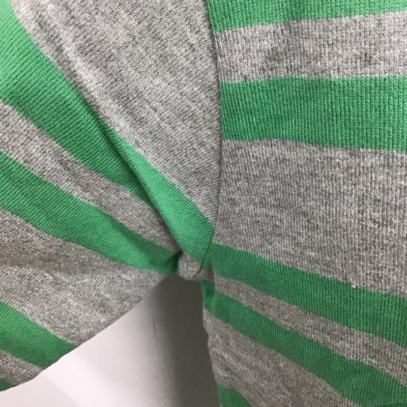 チャンピオン Champion ポロシャツ 半袖 半袖ポロシャツ カラーシャツカットソー 半袖カットソー M ボーダー柄 灰 / グレー / X 緑 / グリーン /  メンズ USED 古着 中古 10111173