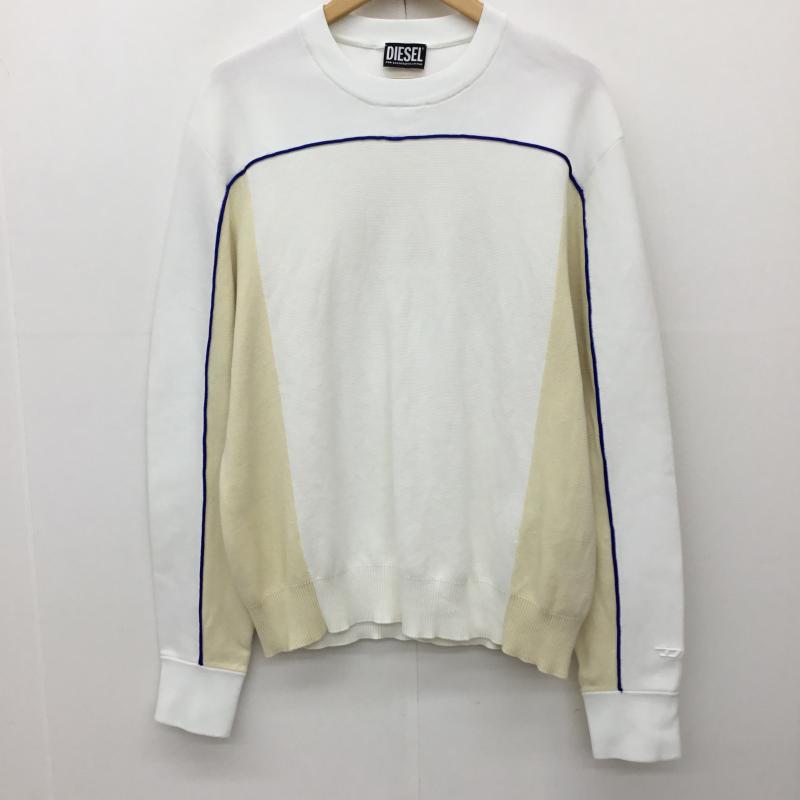 ディーゼル DIESEL ニット、セーター 半袖 L 白 / ホワイト / X 黄 / イエロー / X 青 / ブルー / メンズ USED 古着 中古 10133595