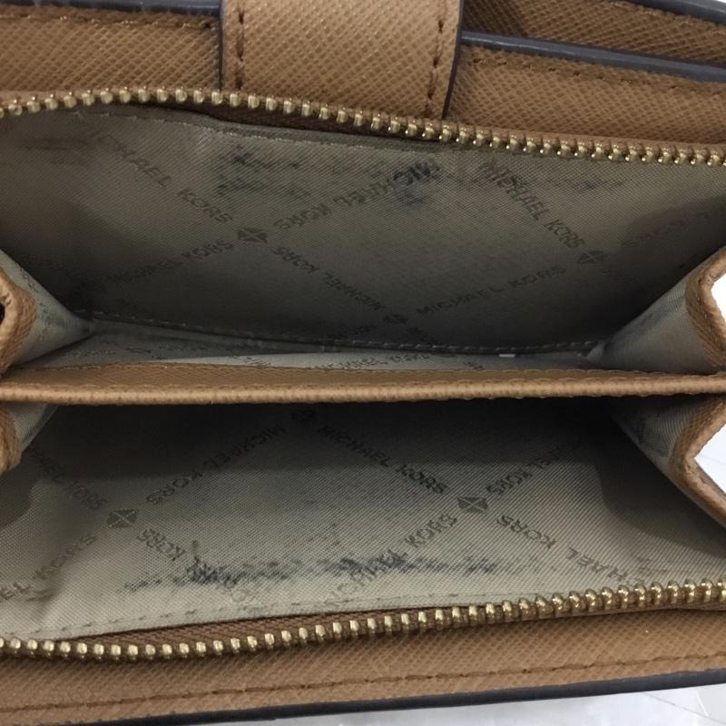 マイケルコース MICHAEL KORS 財布 二つ折り 35F8GTVF28 L字ファスナー ロゴ、文字 白 / ホワイト / X 茶 / ブラウン / レディース USED 古着 中古 10109905