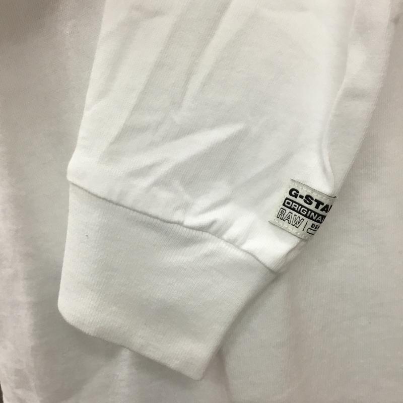 ジースターロゥ G-STAR RAW カットソー 長袖 長袖カットソー クルーネックカットソー ロングスリーブカットソー プリントTシャツ S ロゴ、文字 白 / ホワイト /  メンズ USED 古着 中古 10108775