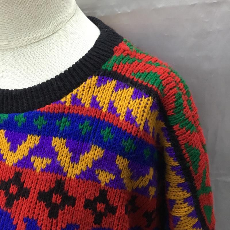 古着 USED ニット、セーター 長袖 クルーネック L 総柄 マルチカラー / マルチカラー /  レディース USED 古着 中古 10107288