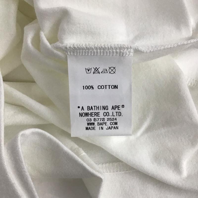 ベイプ BAPE カットソー 長袖 長袖カットソー プリントカットソー クルーネック ラグラン L プリント 白 / ホワイト / X 黒 / ブラック / メンズ USED 古着 中古 10141230