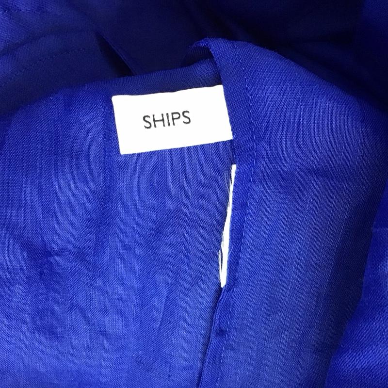 シップス SHIPS ワンピース ロングスカート 半袖 バンドカラー シャツワンピース 無地 青 / ブルー / レディース USED 古着 中古 10139395