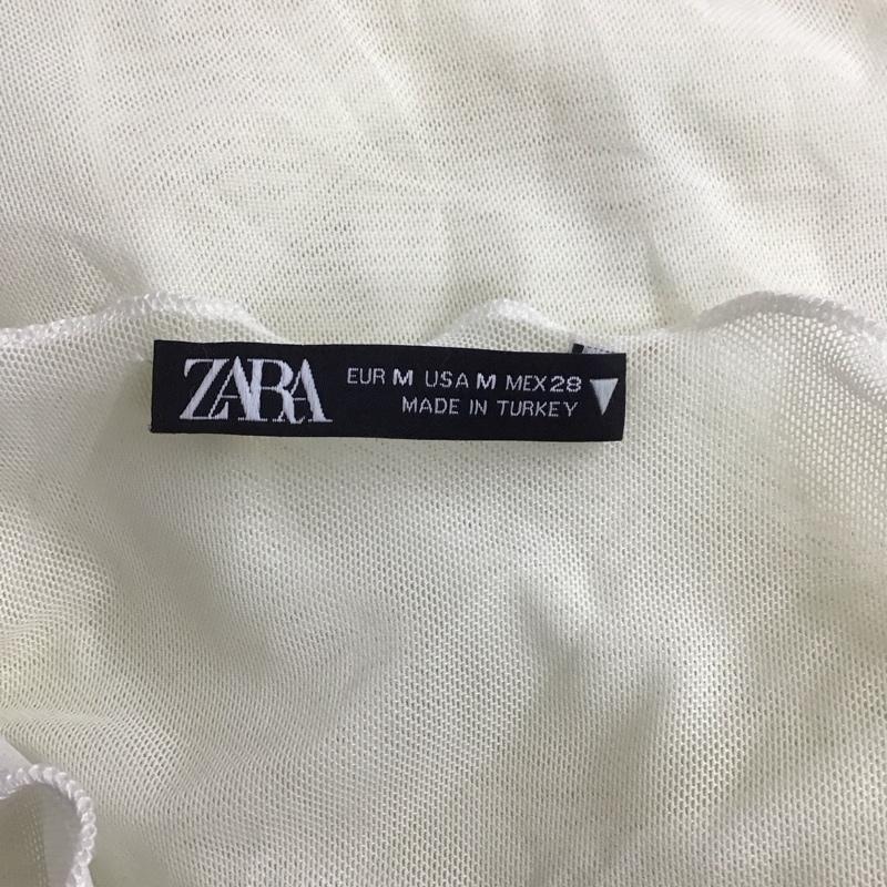 ザラ ZARA カットソー 長袖 5039 316 715 チュールカットソー シアー スタンドネック M 無地 アイボリー / アイボリー / レディース USED 古着 中古 10122873