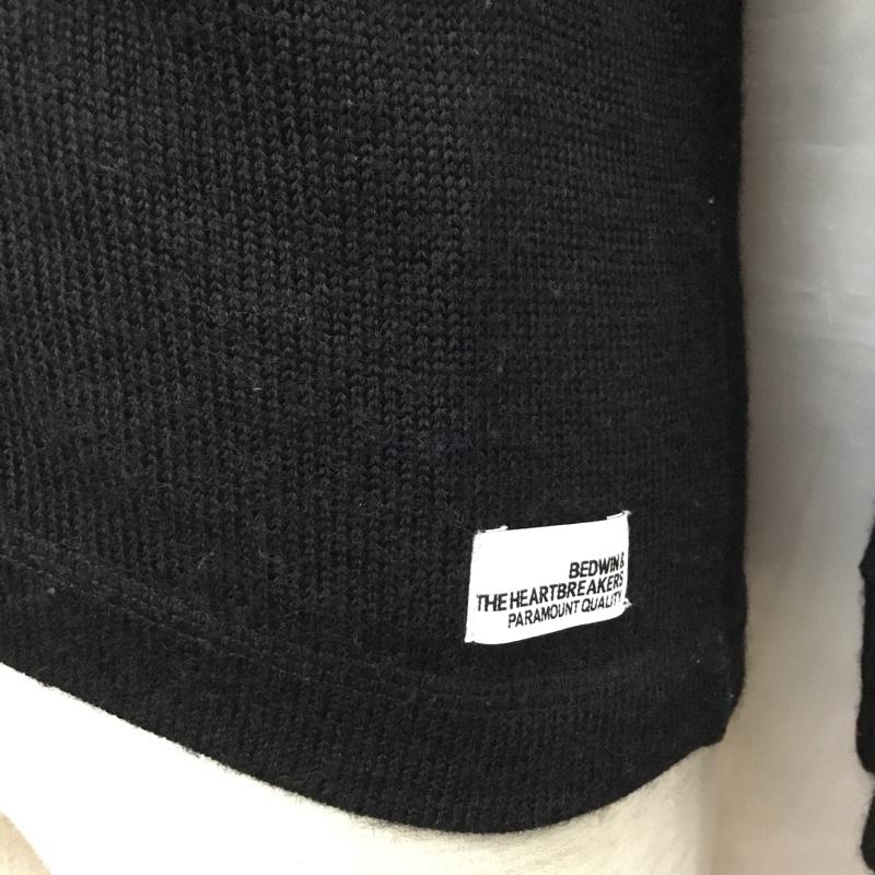ベドウィン BEDWIN カーディガン 長袖 長袖カーディガン 長袖カットソー ノーカラージャケット 前開カーディガン ロゴ、文字 黒 / ブラック / メンズ USED 古着 中古 10121918
