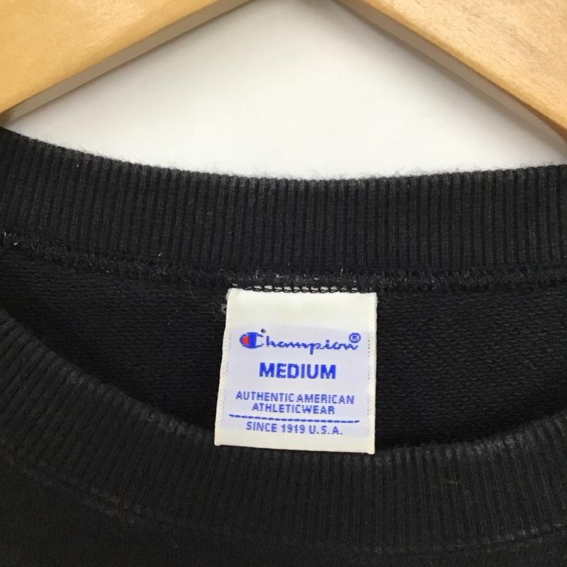 チャンピオン Champion トレーナー 長袖 C3-Q001 スウェット クルーネック M ワンポイント 黒 / ブラック /  メンズ USED 古着 中古 10119586