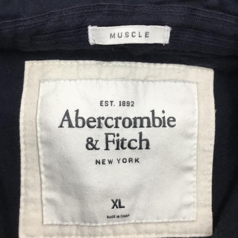 アバクロンビーアンドフィッチ ABERCROMBIE&FITCH パーカー 長袖 長袖パーカー フード付きパーカー プリントスウェット トレーナー XL ロゴ、文字 紺 / ネイビー / メンズ USED 古着 中古 10114999