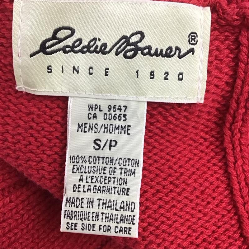 エディーバウアー Eddie Bauer ニット、セーター 長袖 長袖ニットカットソー Vネック セーター 00s 白タグ S ロゴ、文字 赤 / レッド / メンズ USED 古着 中古 10126061