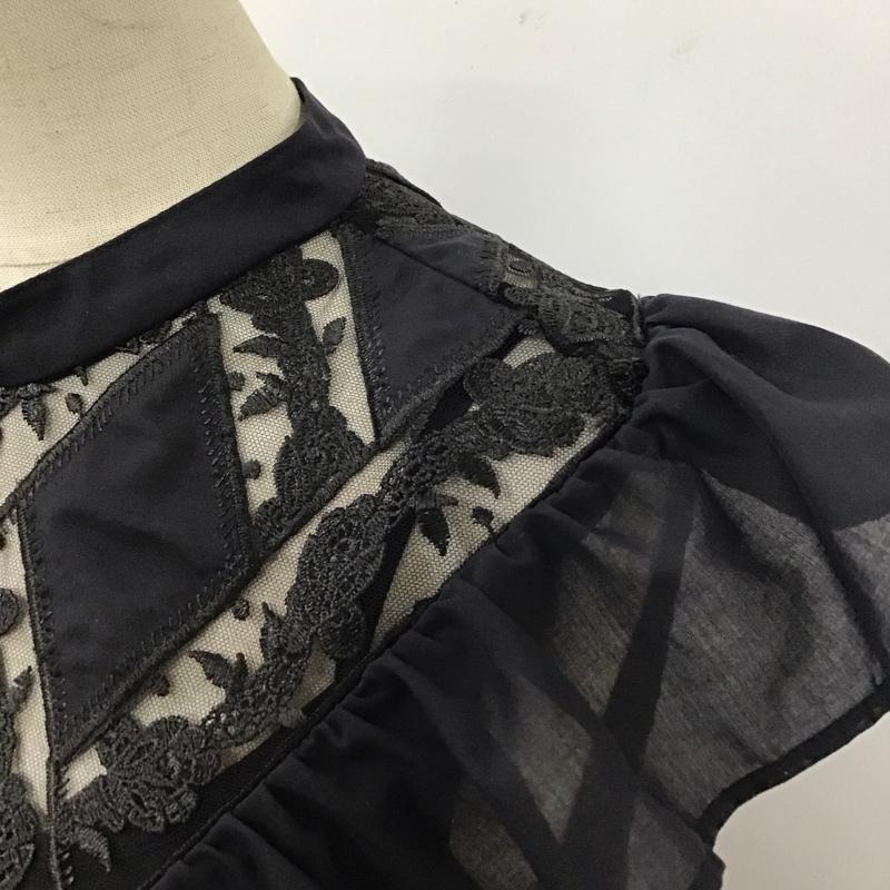 リリー ブラウン Lily Brown カットソー 半袖 lwft212062 エンブロイダリーレースブラウス ノースリーブカットソー 無地 X 花柄 黒 / ブラック / レディース USED 古着 中古 10118007