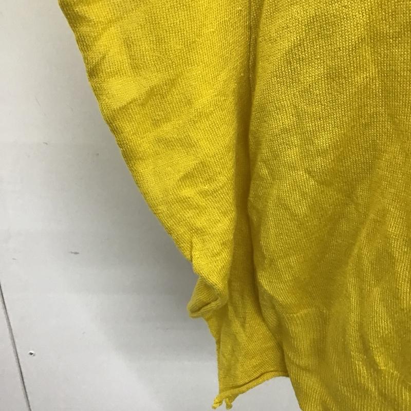 ザラニット ZARA KNIT カットソー 半袖 半袖ニットカットソー クルーネックカットソー 半袖セーター M 無地 黄 / イエロー /  レディース USED 古着 中古 10105850