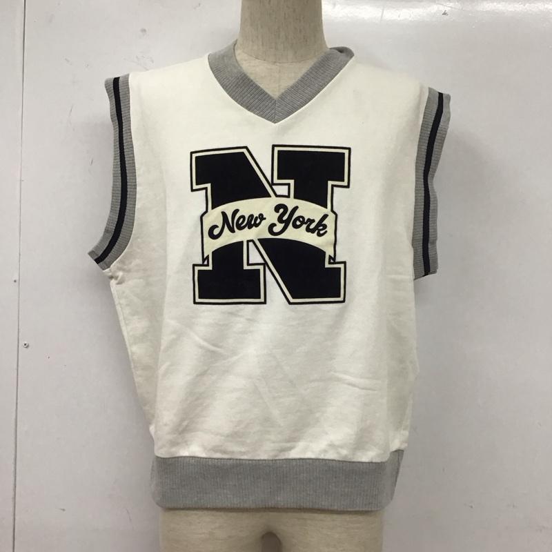 ザラ ZARA ベスト ベスト 7878 303 250 Vネック スウェット L ロゴ、文字 アイボリー / アイボリー / X 灰 / グレー / X 黒 / ブラック / メンズ USED 古着 中古 10109651