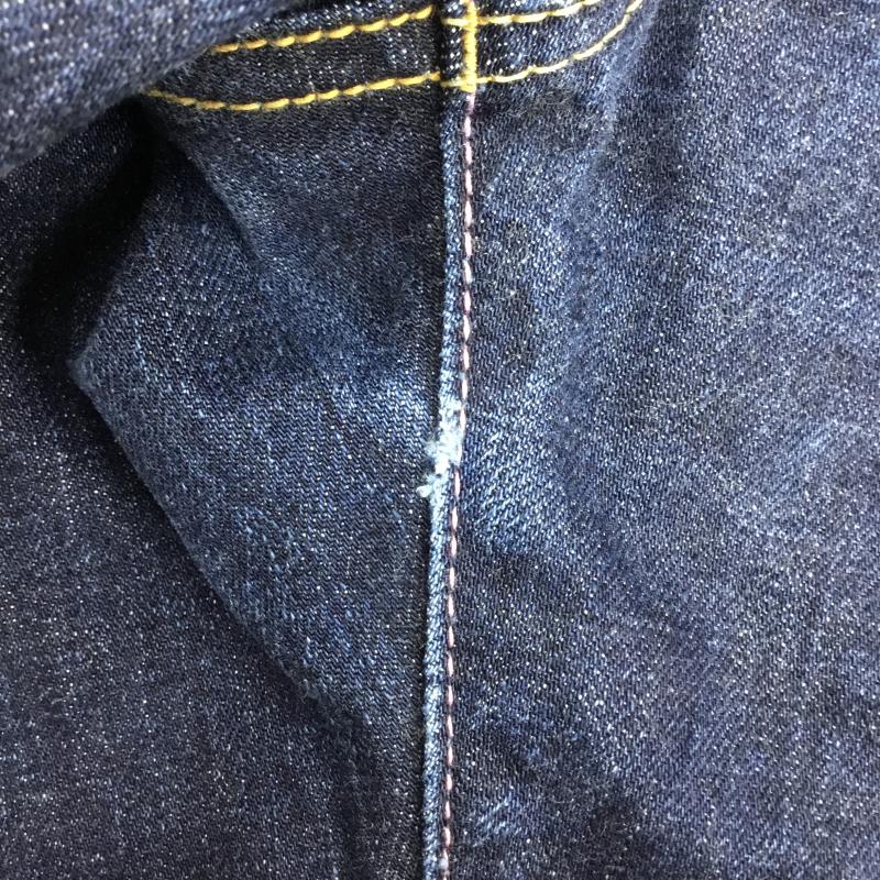 桃太郎ジーンズ MOMOTARO JEANS パンツ デニム、ジーンズ 0705SP 出陣 LABEL タイト ストレート デニム パンツ 34インチ 無地 X ボーダー柄 インディゴ / インディゴ / メンズ USED 古着 中古 10128835