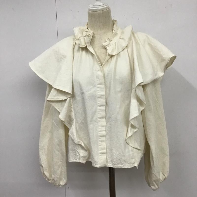 ザラ ZARA シャツ、ブラウス 長袖 0327 001 251 フリル クロップド丈 M 無地 アイボリー / アイボリー / レディース USED 古着 中古 10126068