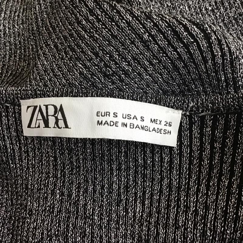 ザラ ZARA カットソー 長袖 3519 168 808 クロップド丈 ラメ S 無地 黒 / ブラック /  レディース USED 古着 中古 10113482