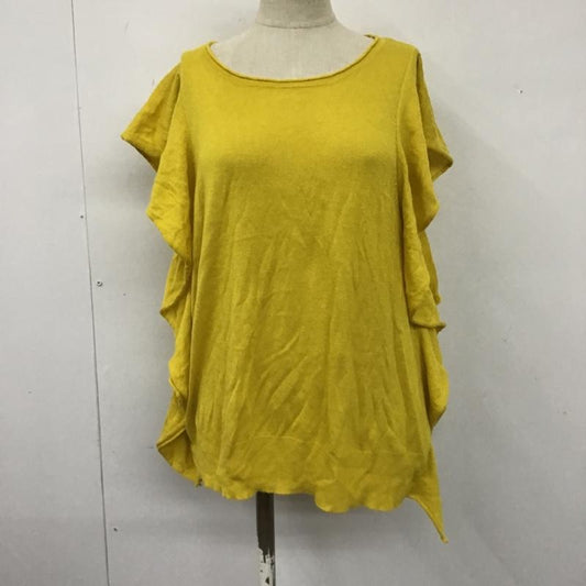 ザラニット ZARA KNIT カットソー 半袖 半袖ニットカットソー クルーネックカットソー 半袖セーター M 無地 黄 / イエロー /  レディース USED 古着 中古 10105850