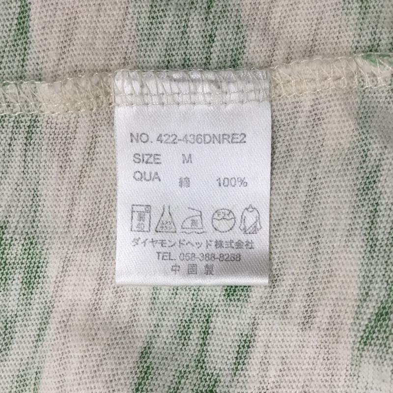 フリークスストア FREAK S STORE Tシャツ 半袖 半袖カットソー プリントTシャツ Vネックカットソー M ボーダー柄 白 / ホワイト / X 緑 / グリーン /  メンズ USED 古着 中古 10109291