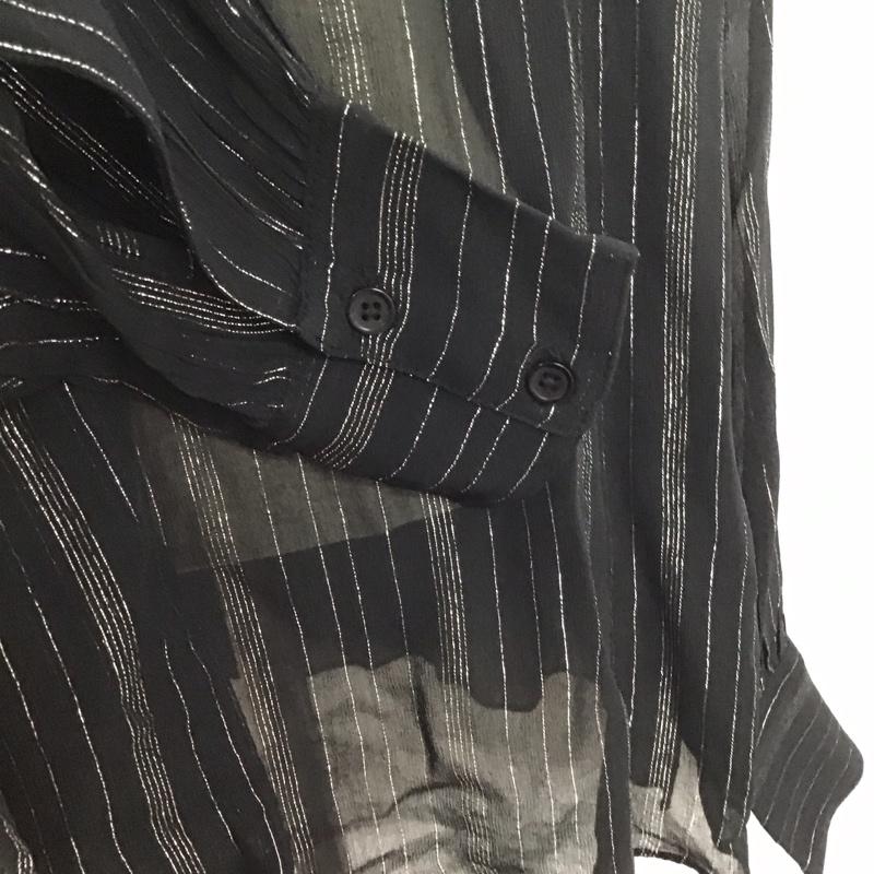 ザラ ZARA シャツ、ブラウス 長袖 長袖シャツ ストライプシャツ リボンカラーシャツ M ストライプ 黒 / ブラック / レディース USED 古着 中古 10125165