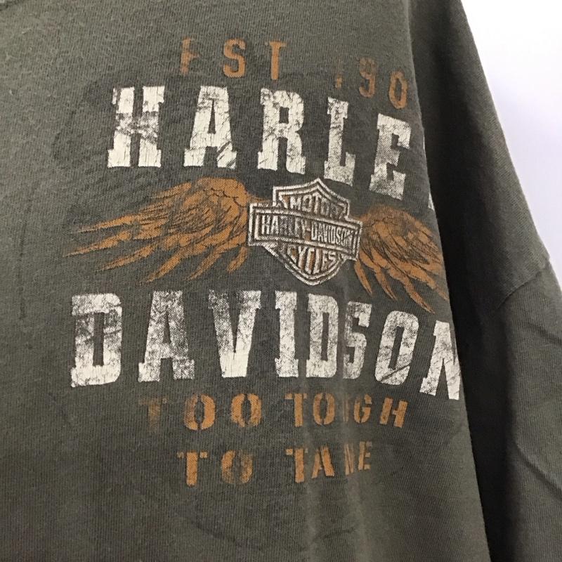 ハーレーダビッドソン Harley-Davidson Tシャツ 半袖 半袖カットソー プリントTシャツ クルーネックカットソー プリント カーキ / カーキ /  メンズ USED 古着 中古 10109833