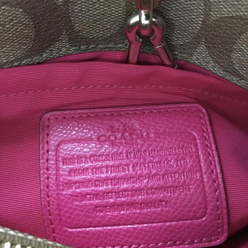 コーチ COACH ハンドバッグ ハンドバッグ ショルダーバッグ 2WAY シグネチャー ロゴ、文字 ベージュ / ベージュ / X 桃 / ピンク / レディース USED 古着 中古 10133100