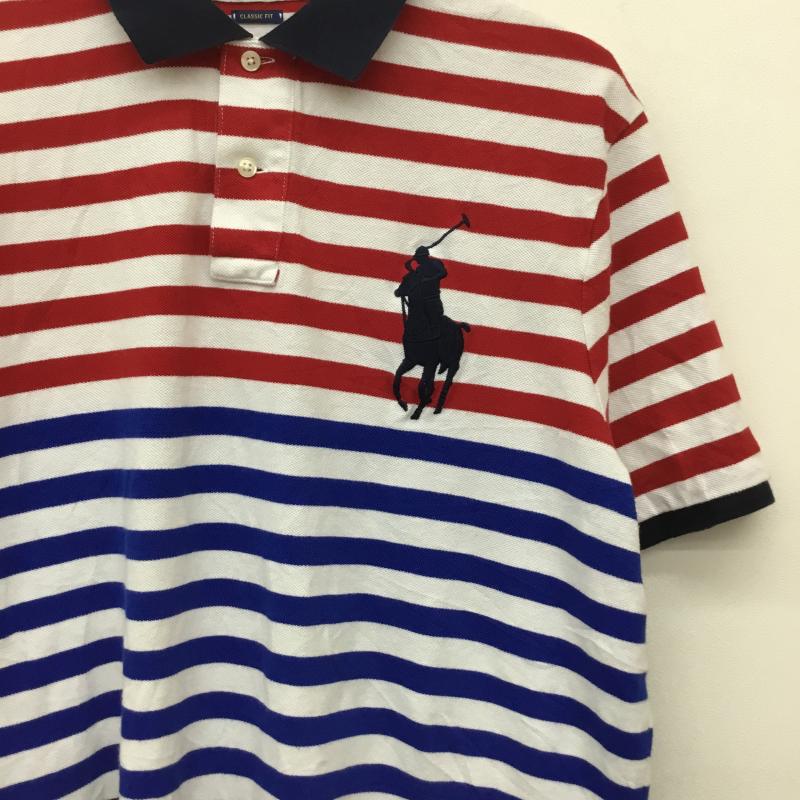 ポロラルフローレン POLO RALPH LAUREN ポロシャツ 半袖 L ボーダー柄 白 / ホワイト / メンズ USED 古着 中古 10133534