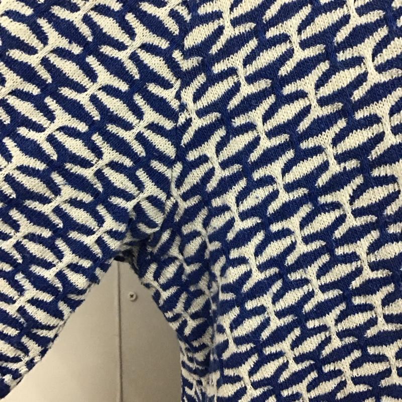 ザラ ZARA ポロシャツ 半袖 L 総柄 白 / ホワイト / X 青 / ブルー / レディース USED 古着 中古 10113497