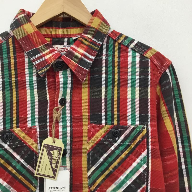 ヒューストン HOUSTON シャツ、ブラウス 長袖 L チェック 赤 / レッド / メンズ USED 古着 中古 10138692