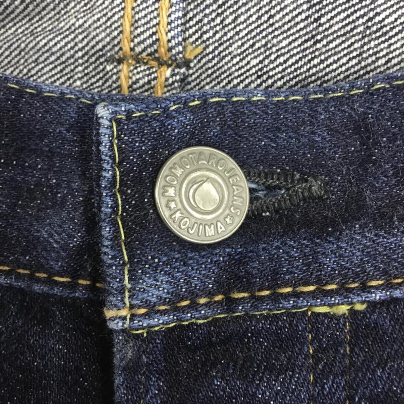 桃太郎ジーンズ MOMOTARO JEANS パンツ デニム、ジーンズ 0705SP 出陣 LABEL タイト ストレート デニム パンツ 34インチ 無地 X ボーダー柄 インディゴ / インディゴ / メンズ USED 古着 中古 10128835