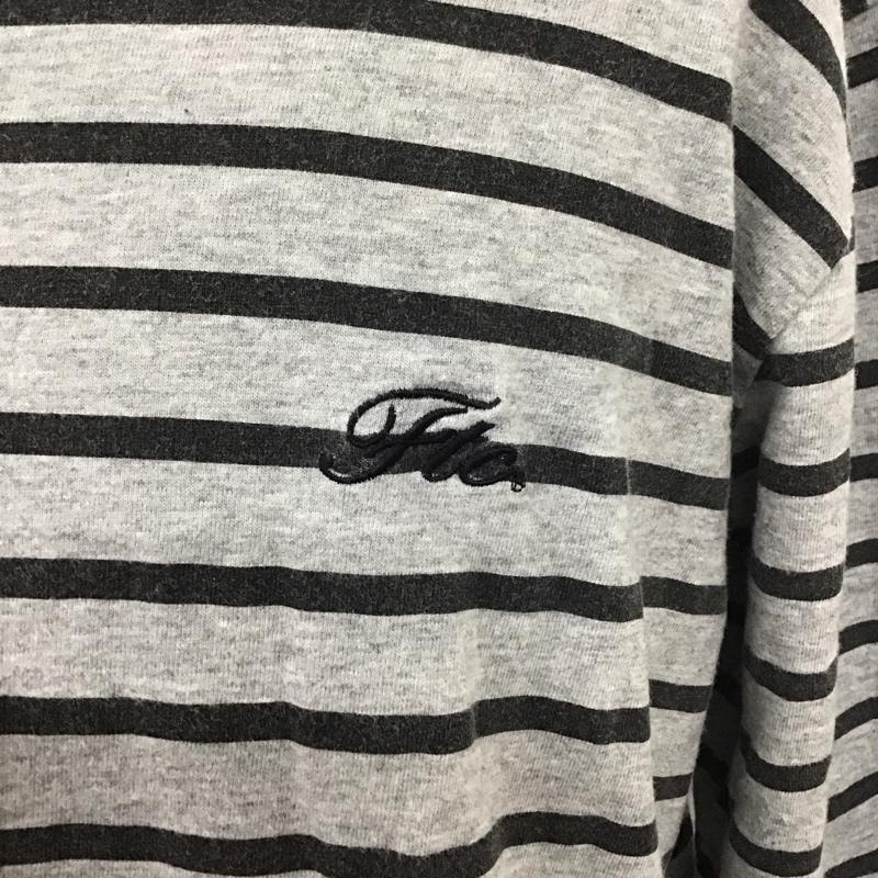 エフティーシー FTC Tシャツ 半袖 FTC017SUMSH06 PRINTEDSTRIPETEE 半袖カットソー プリントTシャツ クルーネックカットソー L ボーダー柄 黒 / ブラック / X 灰 / グレー /  メンズ USED 古着 中古 10110933