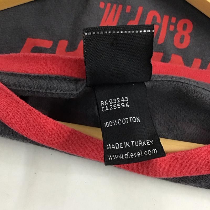 ディーゼル DIESEL Tシャツ 半袖 リンガーTシャツ S ロゴ、文字 赤 / レッド / X チャコールグレー / チャコールグレー / レディース USED 古着 中古 10130595