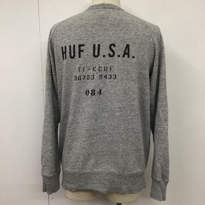 ハフ HUF トレーナー 長袖 長袖スウェット 長袖トレーナー リブカットソー 長袖カットソー プリントトレーナー S ロゴ、文字 灰 / グレー / メンズ USED 古着 中古 10110934