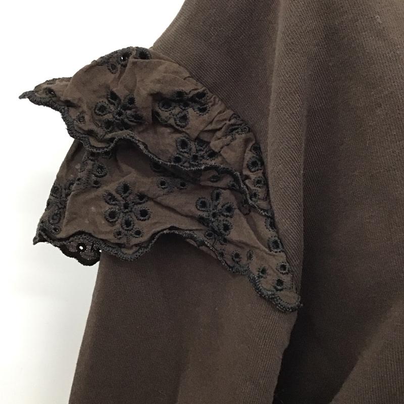 ザラ ZARA トレーナー 長袖 2298 467 716 肩フリル レース スウェット S 無地 ダークブラウン / ダークブラウン / レディース USED 古着 中古 10116309