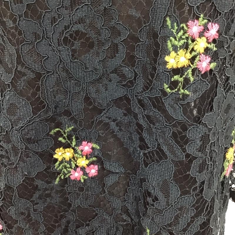 ザラ ZARA カットソー 七分袖 レース プルオーバー XS 刺繍 黒 / ブラック / レディース USED 古着 中古 10126484